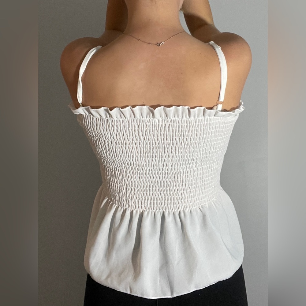 White Ribbed Long Tank